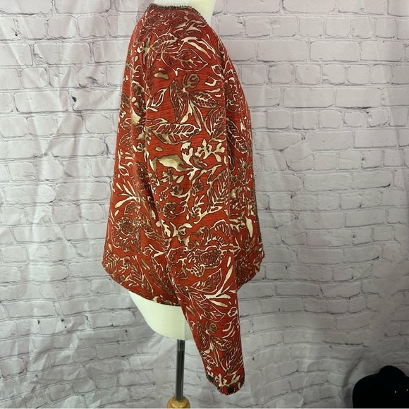 vintage trenz by theresa renz botanical print boxy Jacket sz L silk blend - Picture 3 of 9